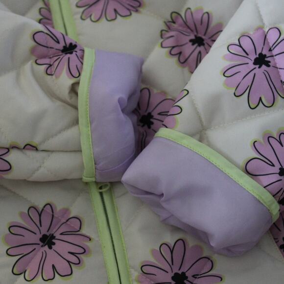 Bella and Birdie Quilted Daisy Print Purple Neon Barn Jacket Coat XL - Picture 5 of 8